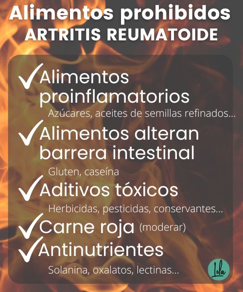 alimentos prohibidos artritis reumatoide